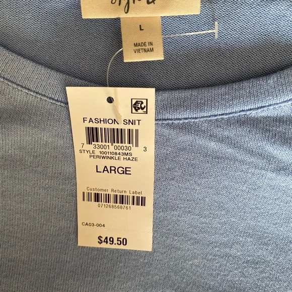 NWT Light Blue Flutter Short Sleeve Top by Style & Co. - Picture 5 of 5